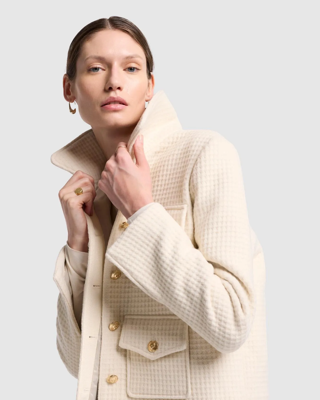 Cashmere Boucle Jacket in Milk sold by 7 For All Mankind product image thumbnail 3