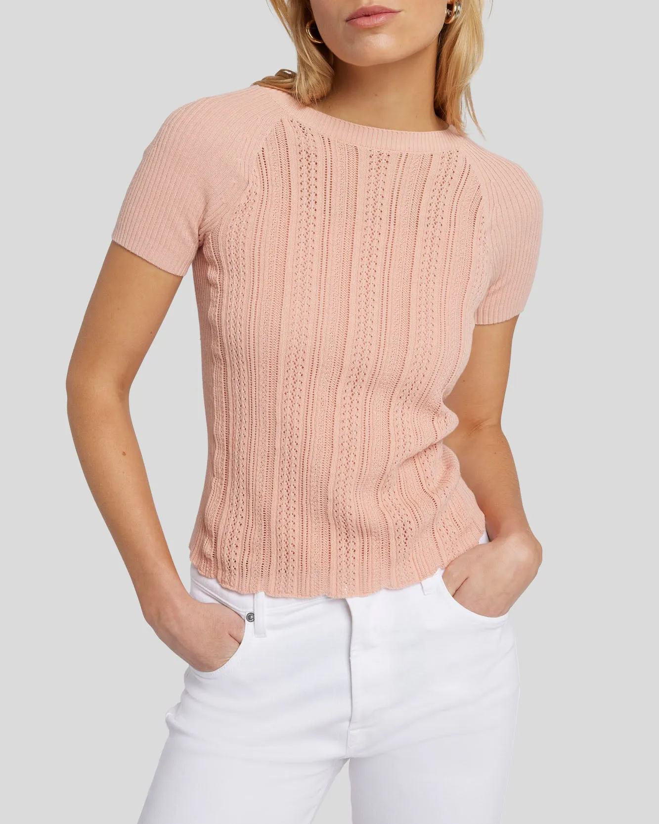 Pointelle Knit Tee in Spanish Villa sold by 7 For All Mankind product image thumbnail 5