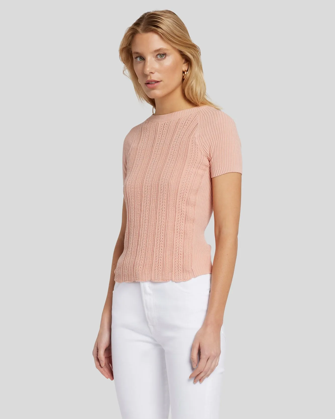 Pointelle Knit Tee in Spanish Villa sold by 7 For All Mankind product image thumbnail 2