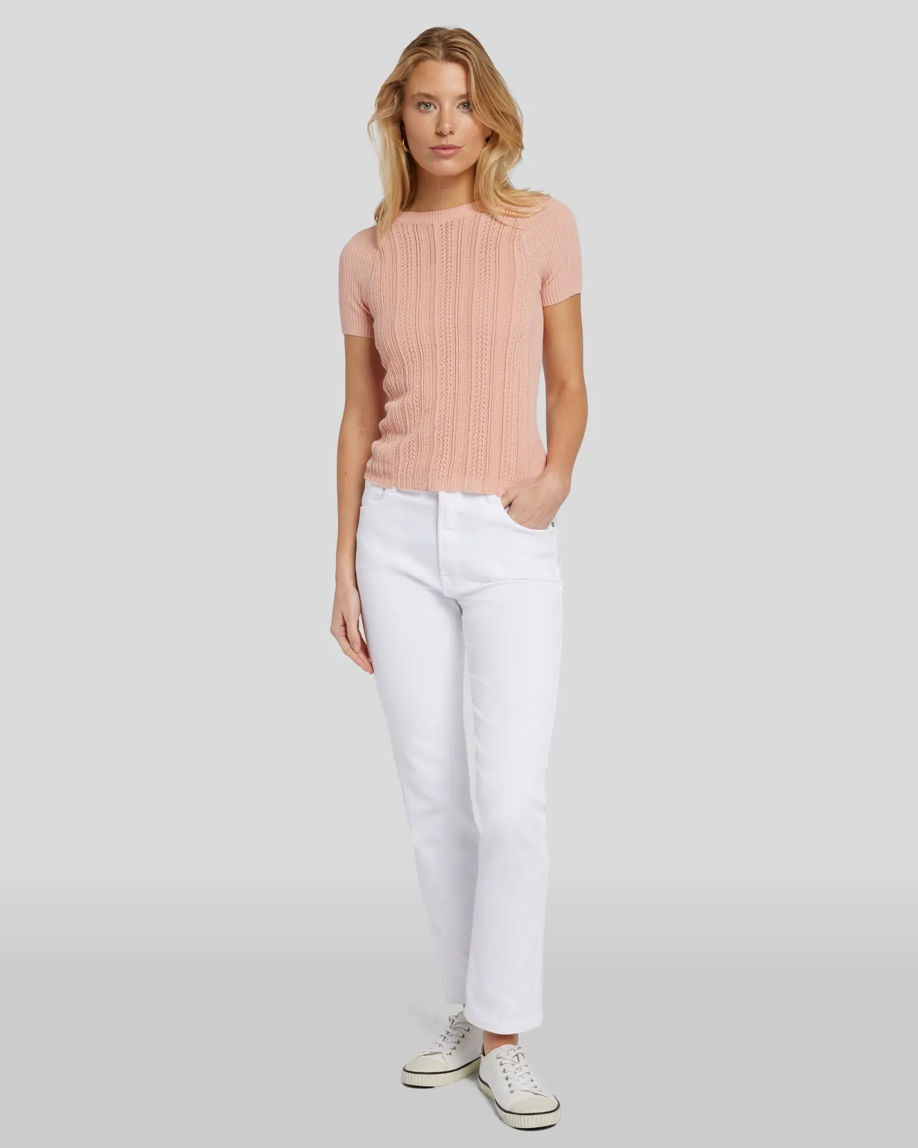Pointelle Knit Tee in Spanish Villa sold by 7 For All Mankind product image thumbnail 3