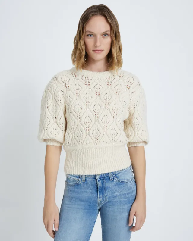 Pointelle Sweater in Cream sold by 7 For All Mankind