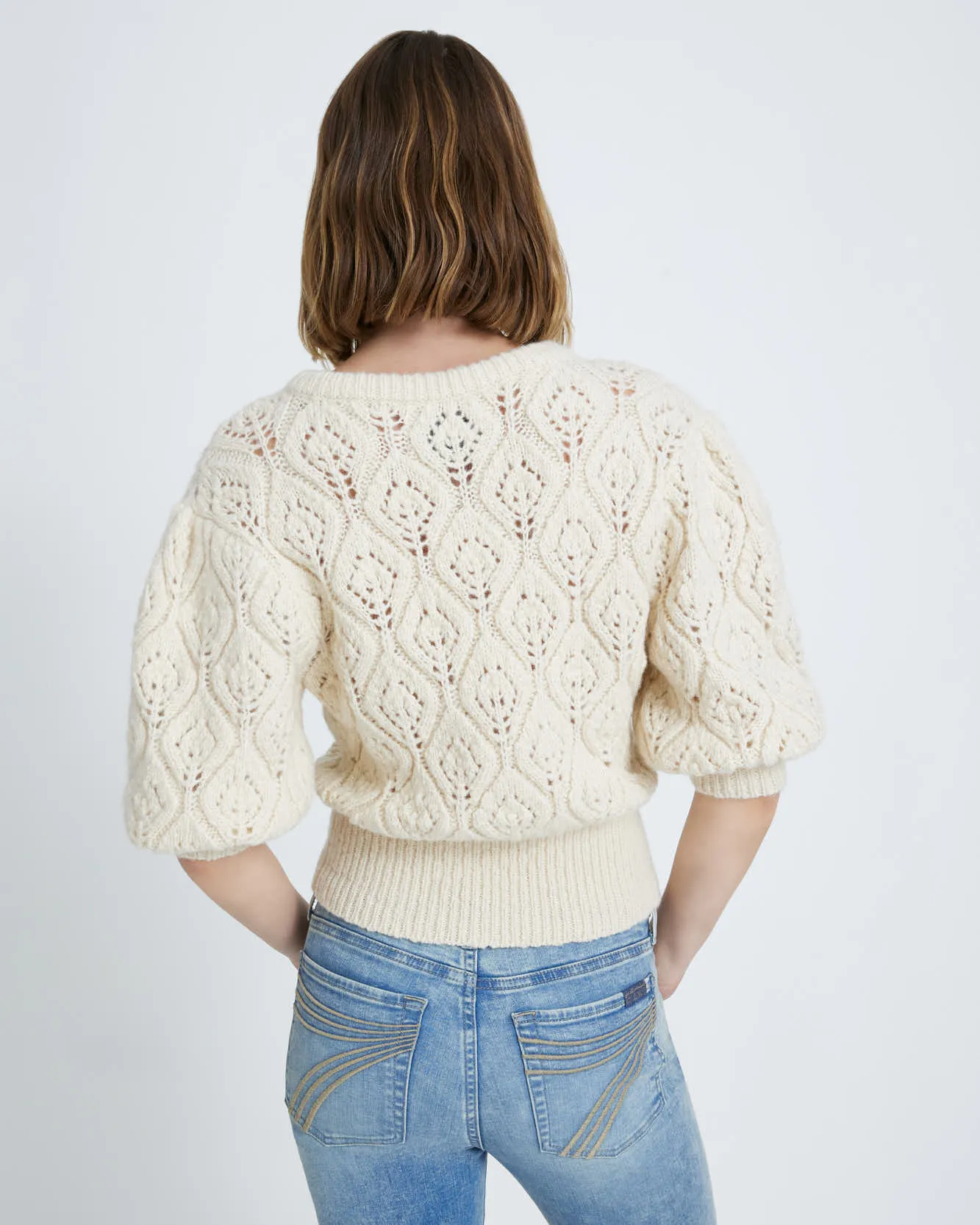 Pointelle Sweater in Cream sold by 7 For All Mankind product image thumbnail 4