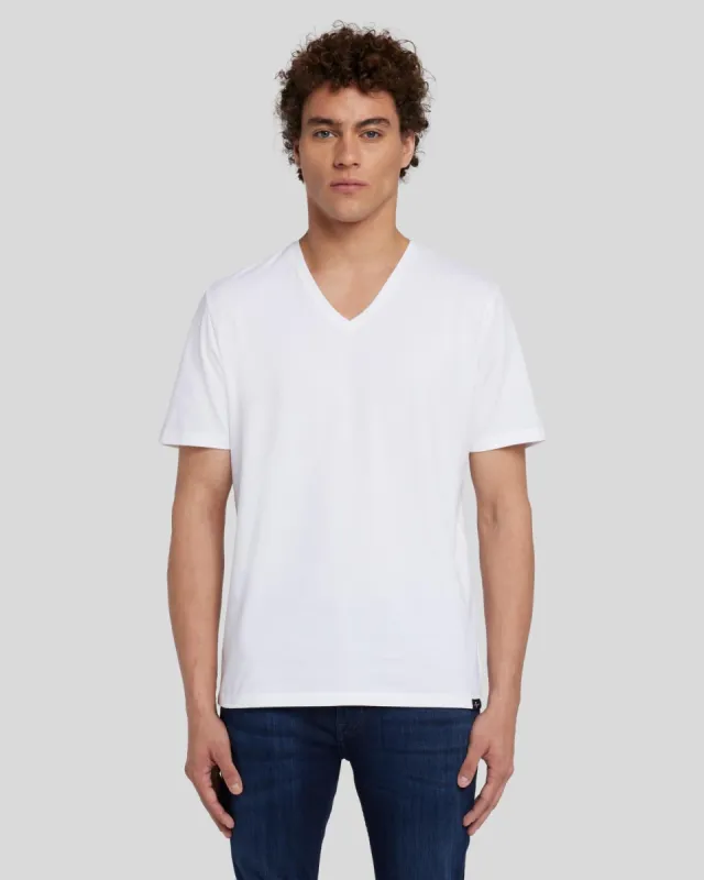 Luxe Performance V-Neck Tee in White sold by 7 For All Mankind