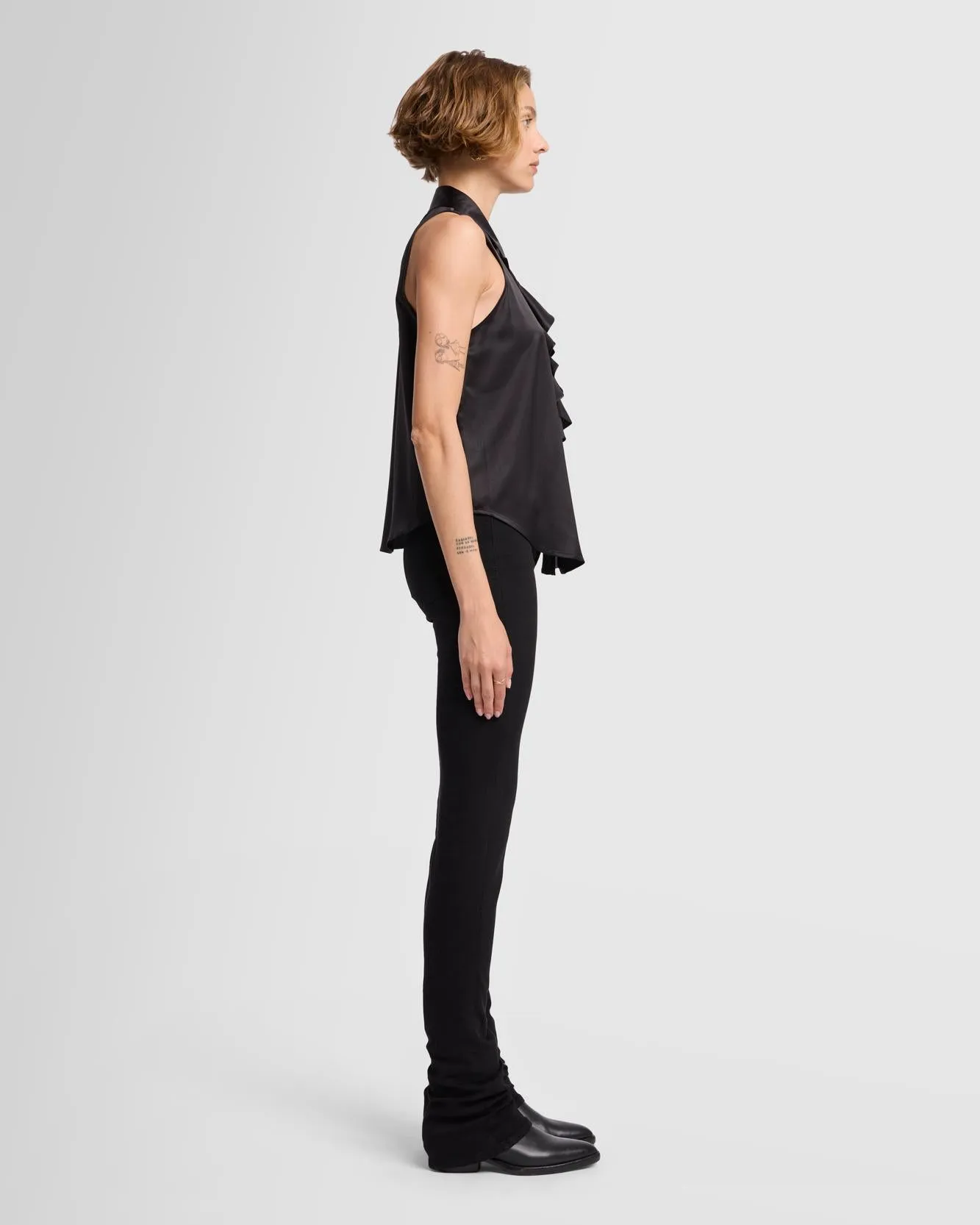 Silk Ruffle Bow Halter Top in Black sold by 7 For All Mankind product image thumbnail 5