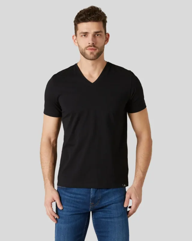 Luxe Performance V-Neck Tee in Black sold by 7 For All Mankind