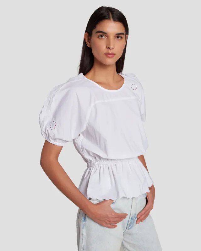Eyelet Top in Bright White sold by 7 For All Mankind