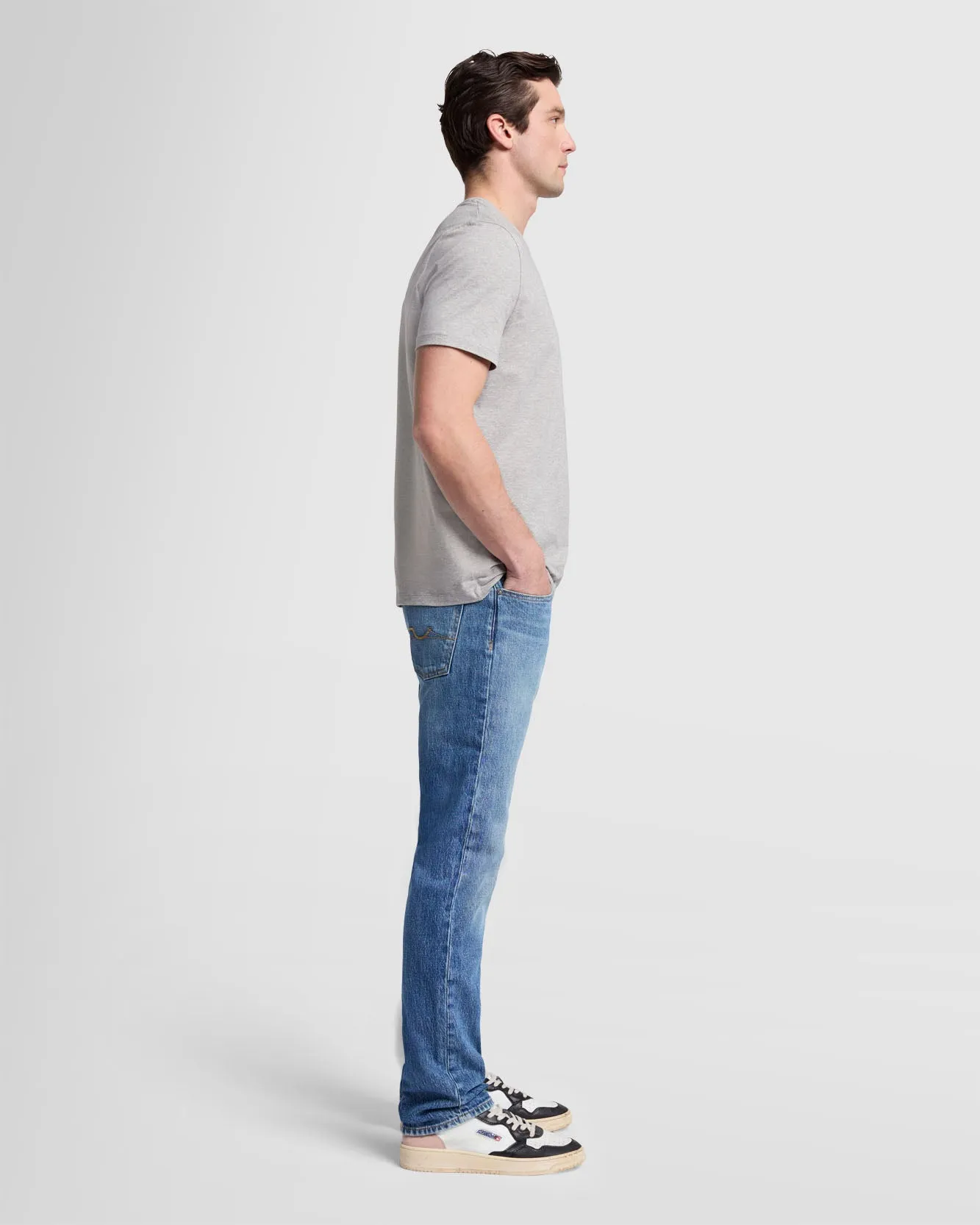 Luxe Performance V-Neck Tee in Grey Melange sold by 7 For All Mankind product image thumbnail 5