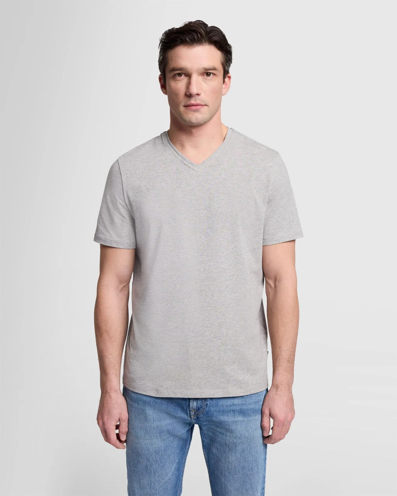 Luxe Performance V-Neck Tee in Grey Melange sold by 7 For All Mankind