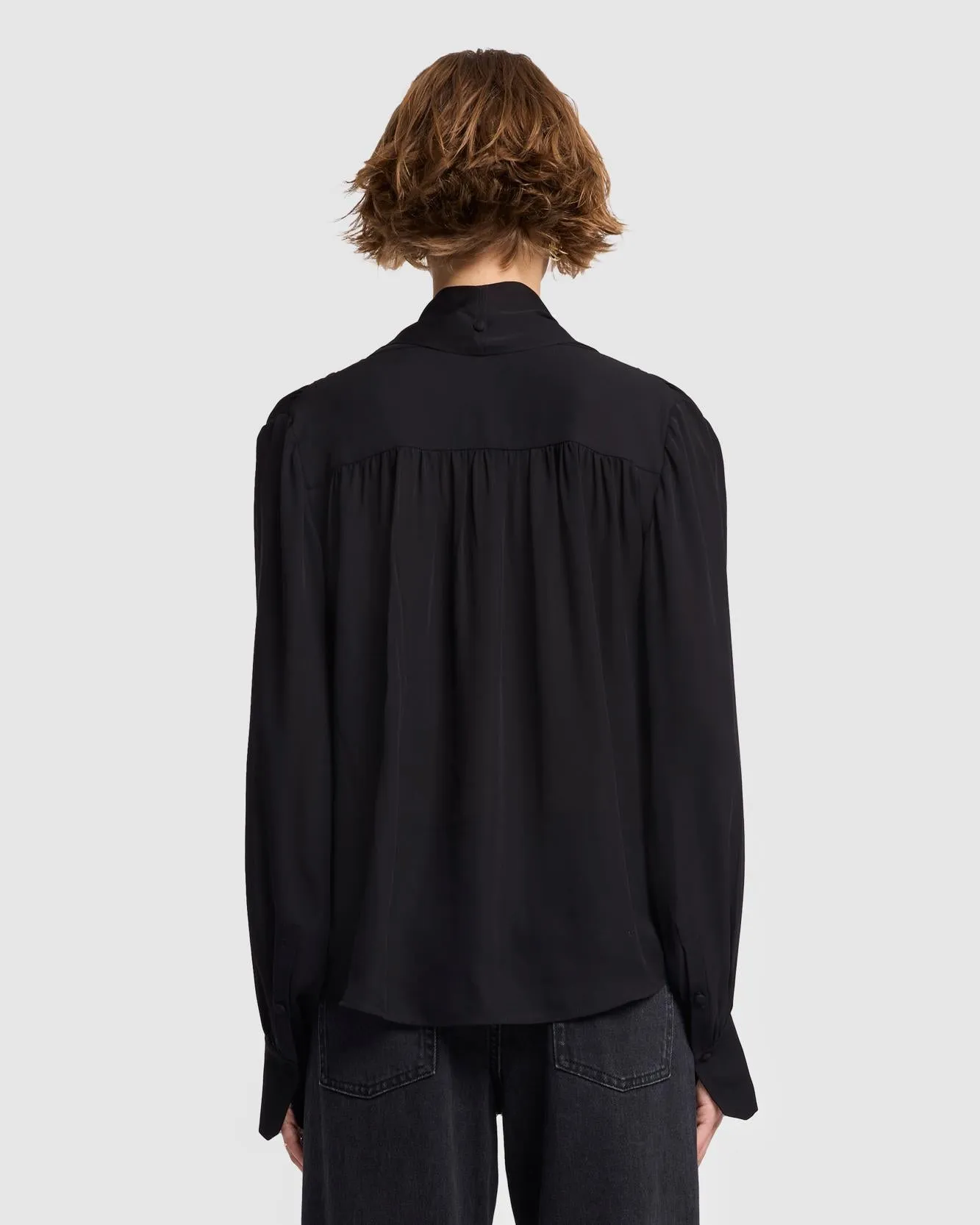 Silk Bow Shirt in Black sold by 7 For All Mankind product image thumbnail 4