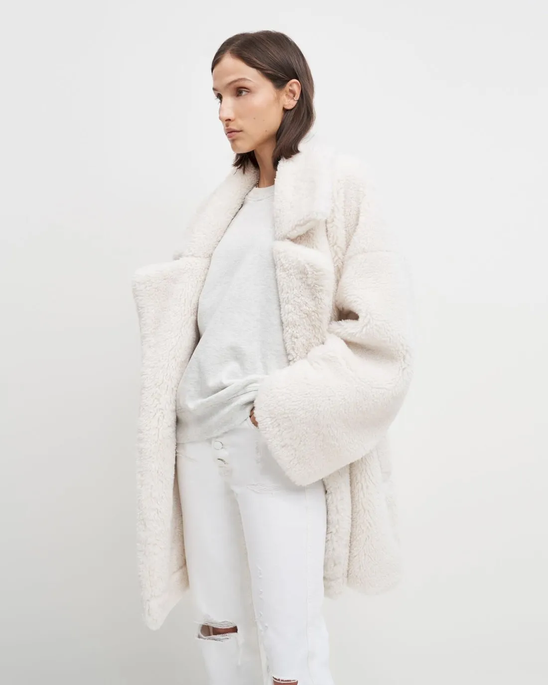 Shearling Cozy Coat In Ivory sold by 7 For All Mankind product image thumbnail 4