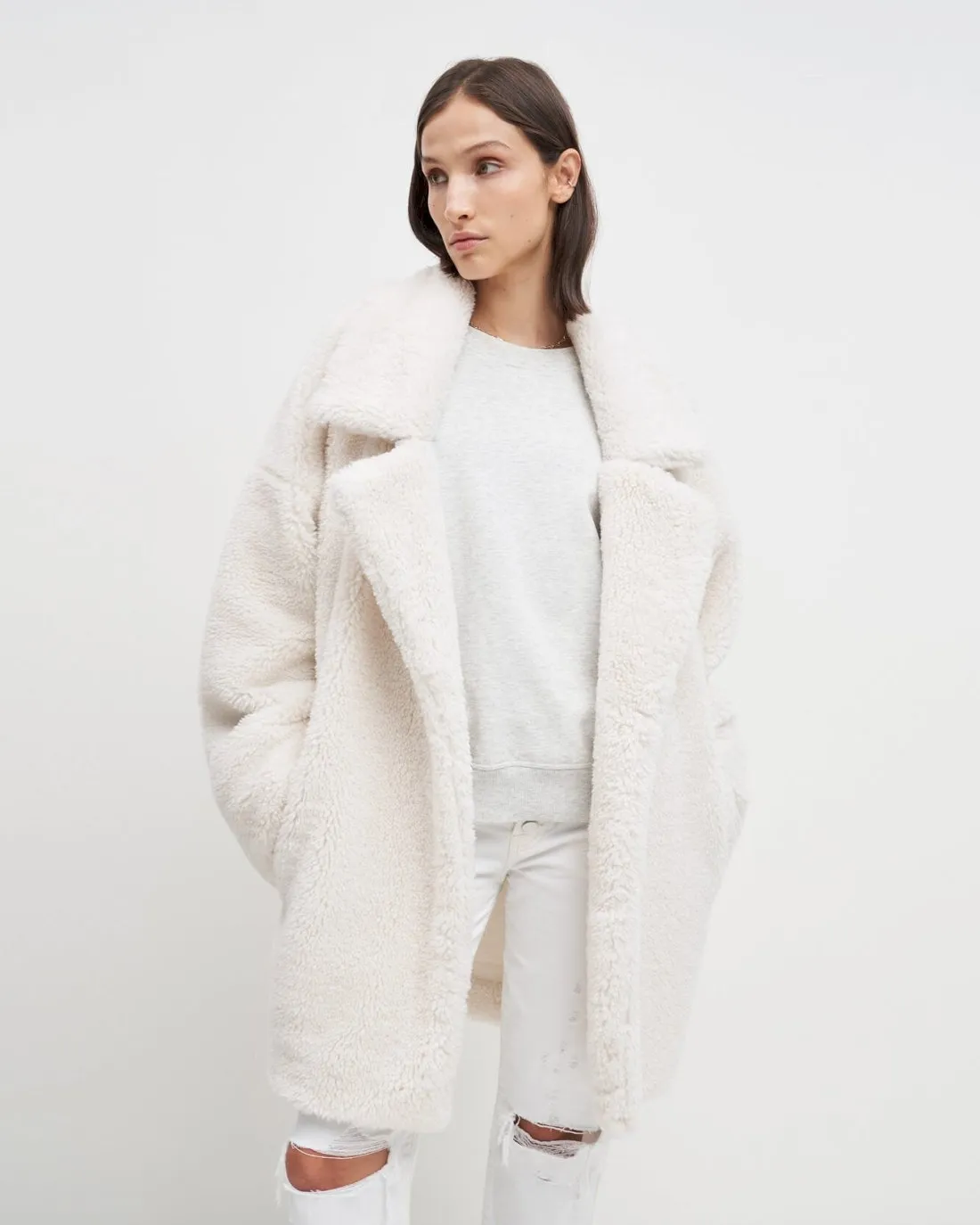 Shearling Cozy Coat In Ivory sold by 7 For All Mankind