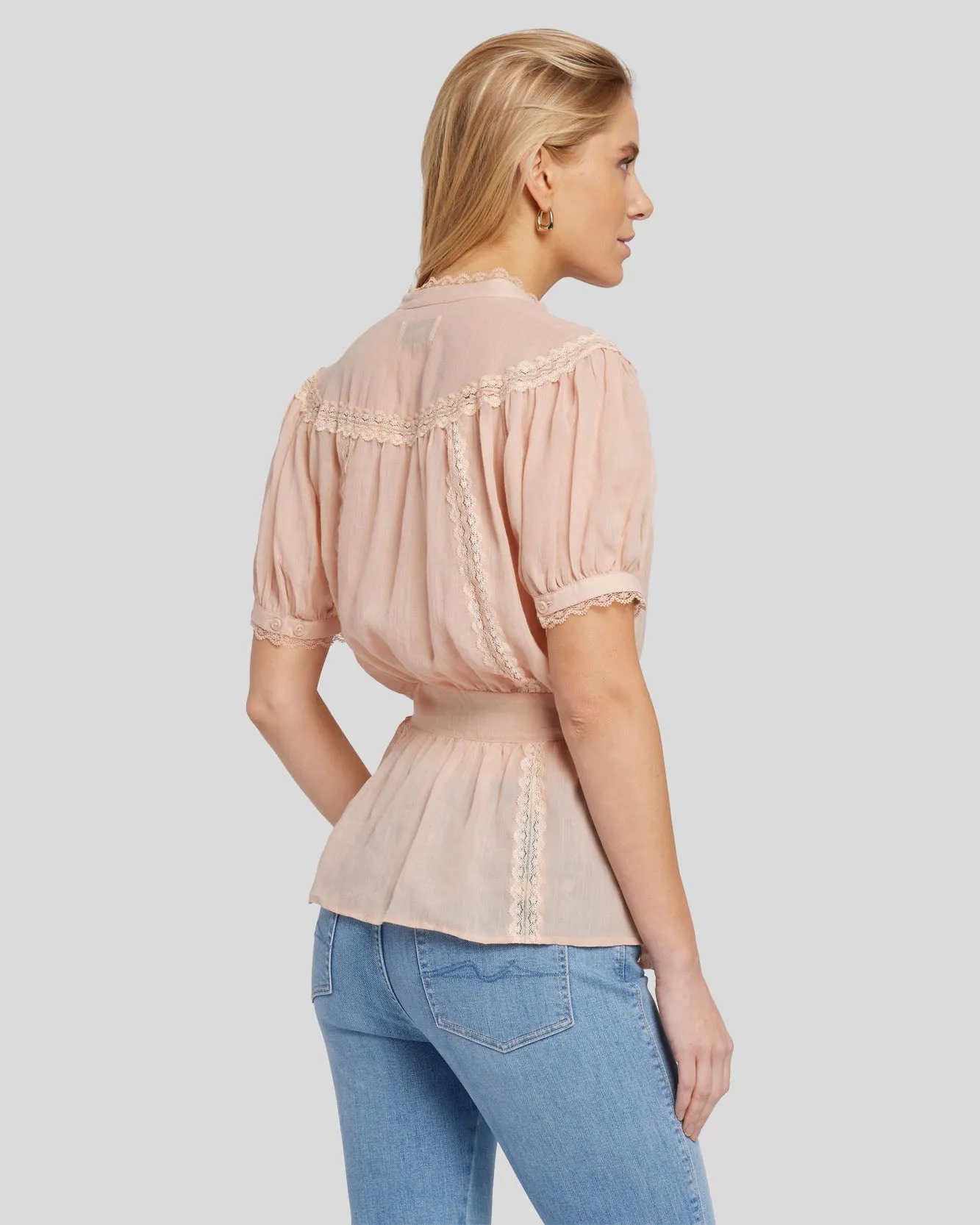 Lace Trim Prairie Blouse in Spanish Villa sold by 7 For All Mankind product image thumbnail 4
