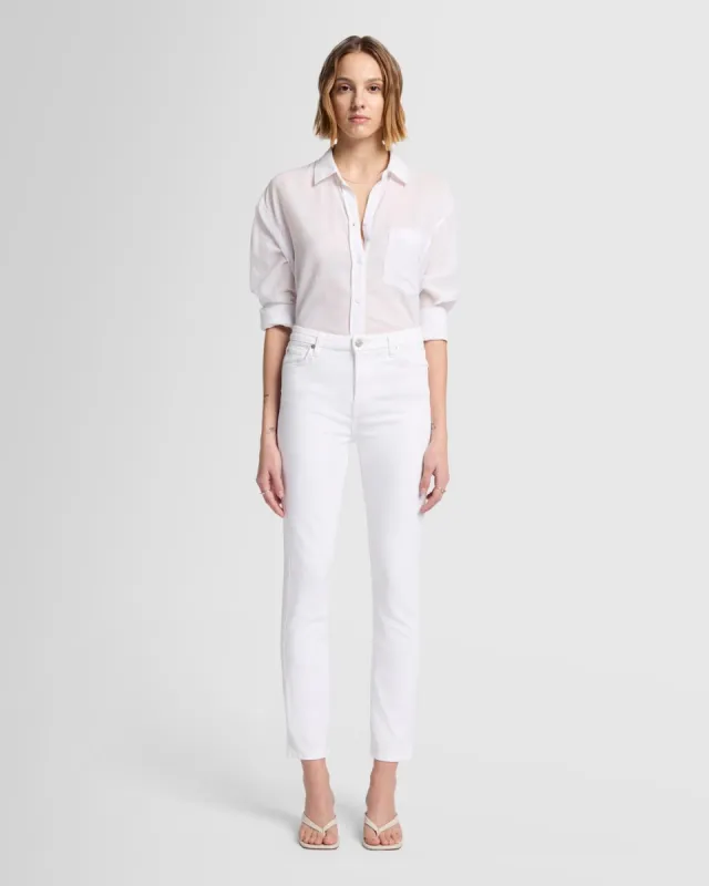 Slim Illusion High Rise Kimmie Straight in White sold by 7 For All Mankind