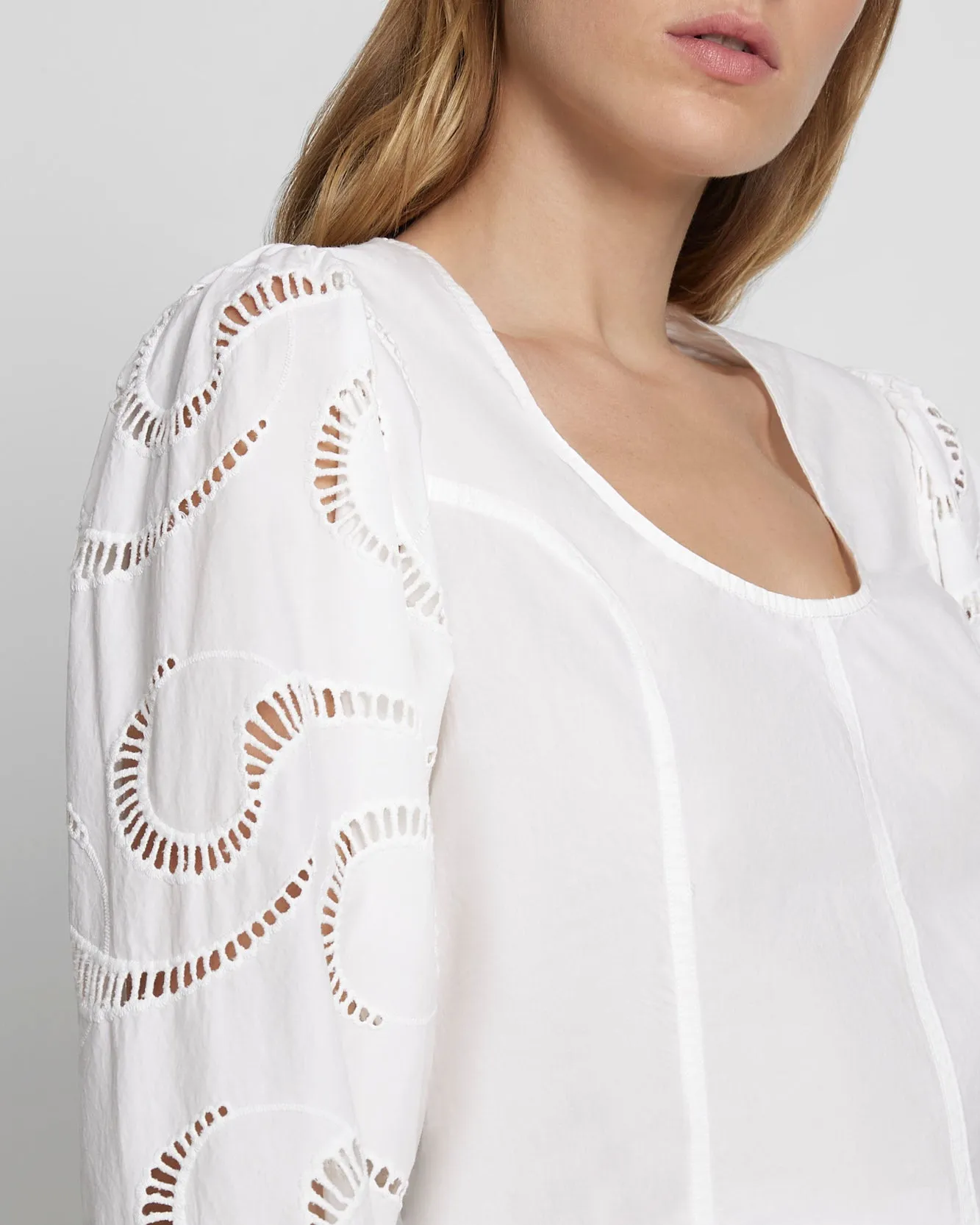 Balloon Sleeve Eyelet Top in Antique White sold by 7 For All Mankind product image thumbnail 3