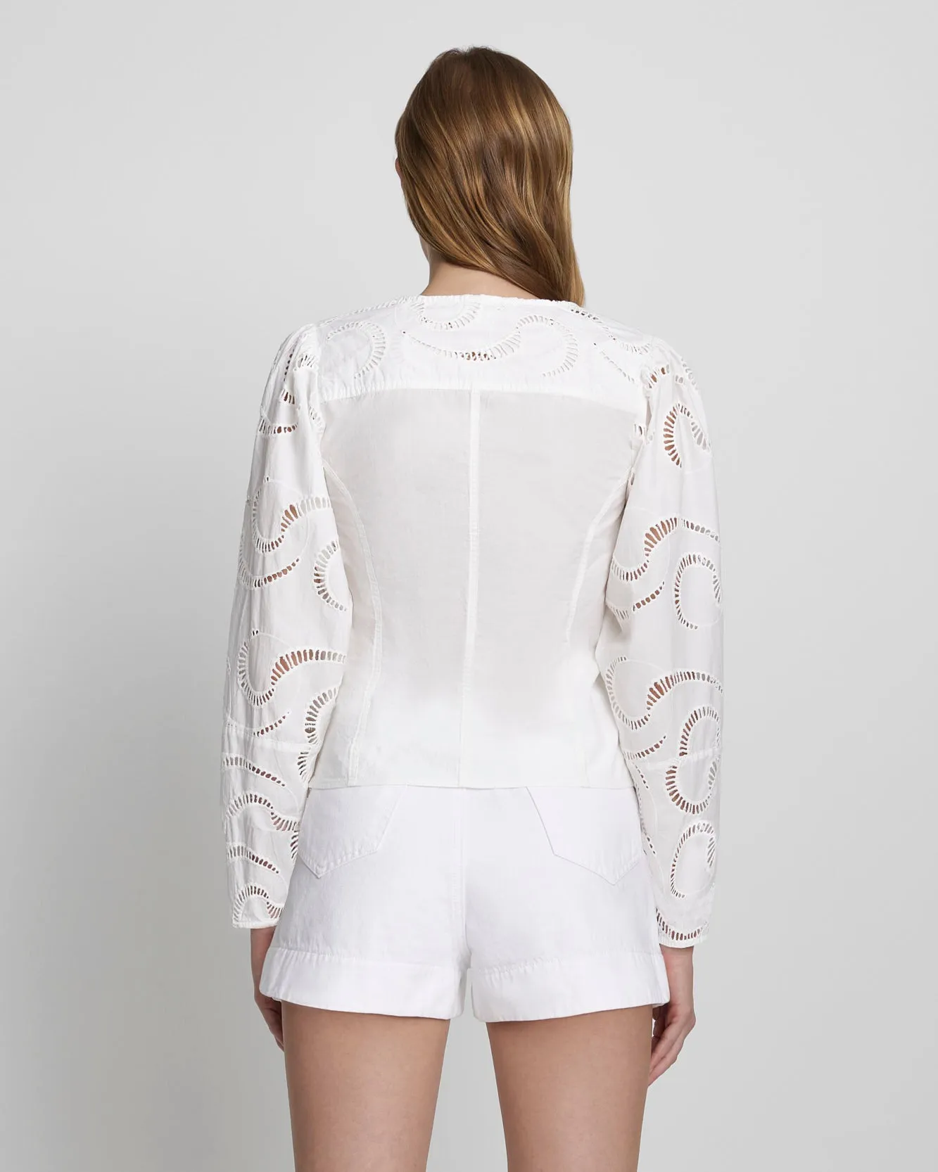 Balloon Sleeve Eyelet Top in Antique White sold by 7 For All Mankind product image thumbnail 4