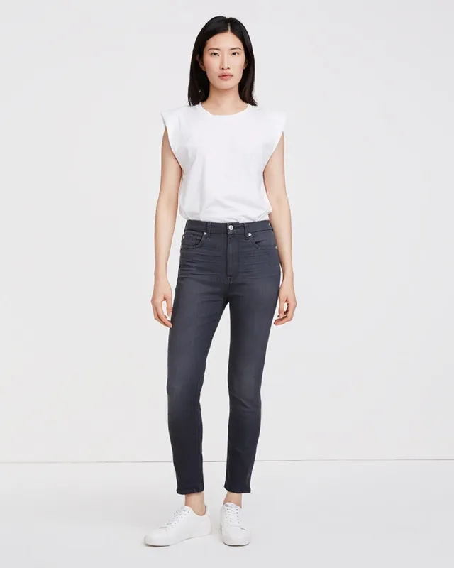 b(air) Denim High Waist Ankle Skinny in Evening Grey sold by 7 For All Mankind