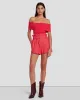 Off The Shoulder Ribbed Top in Geranium sold by 7 For All Mankind