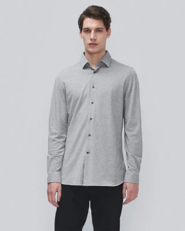 Pique Knit Button Down in Heather Grey sold by 7 For All Mankind