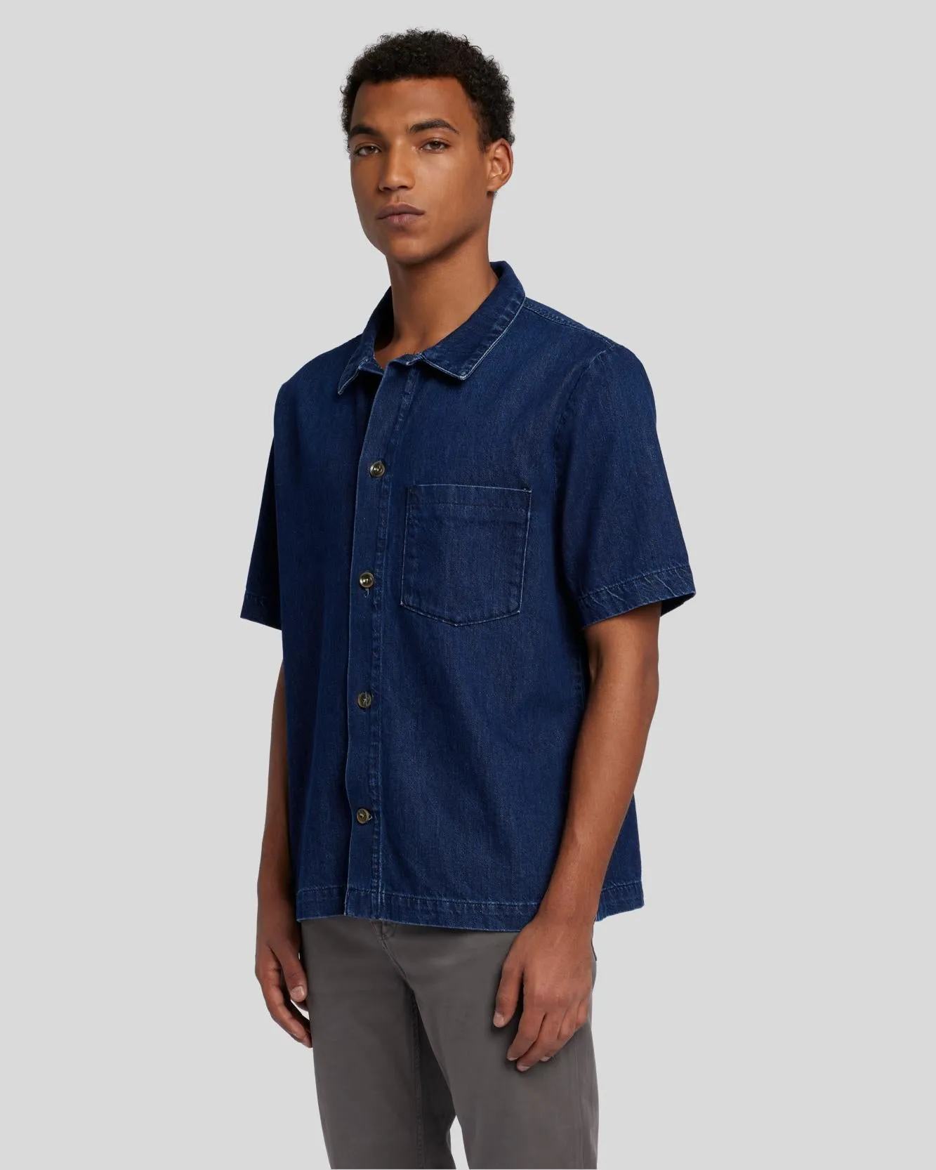 Denim Camp Shirt in Dark Azure sold by 7 For All Mankind product image thumbnail 2