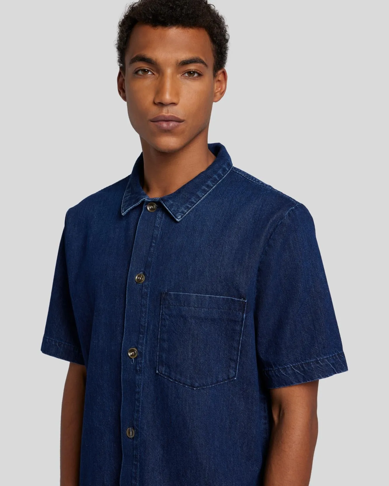 Denim Camp Shirt in Dark Azure sold by 7 For All Mankind product image thumbnail 3