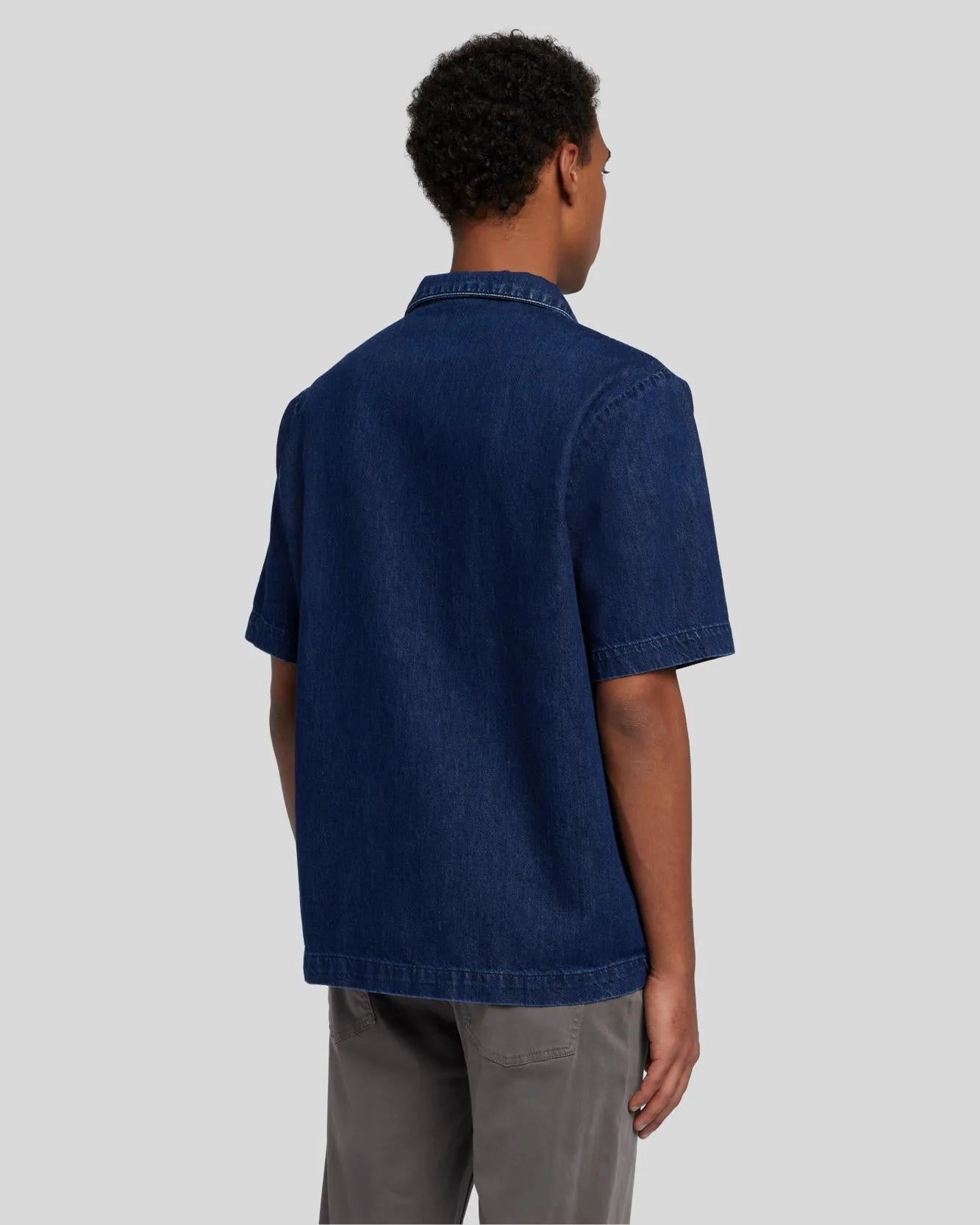 Denim Camp Shirt in Dark Azure sold by 7 For All Mankind product image thumbnail 4