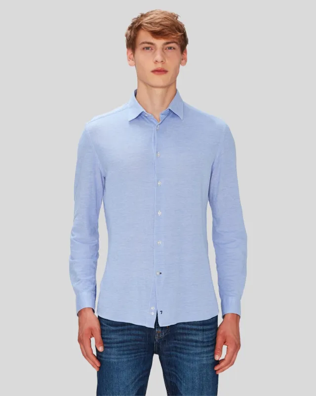 Pique Knit Button Down in Light Blue sold by 7 For All Mankind