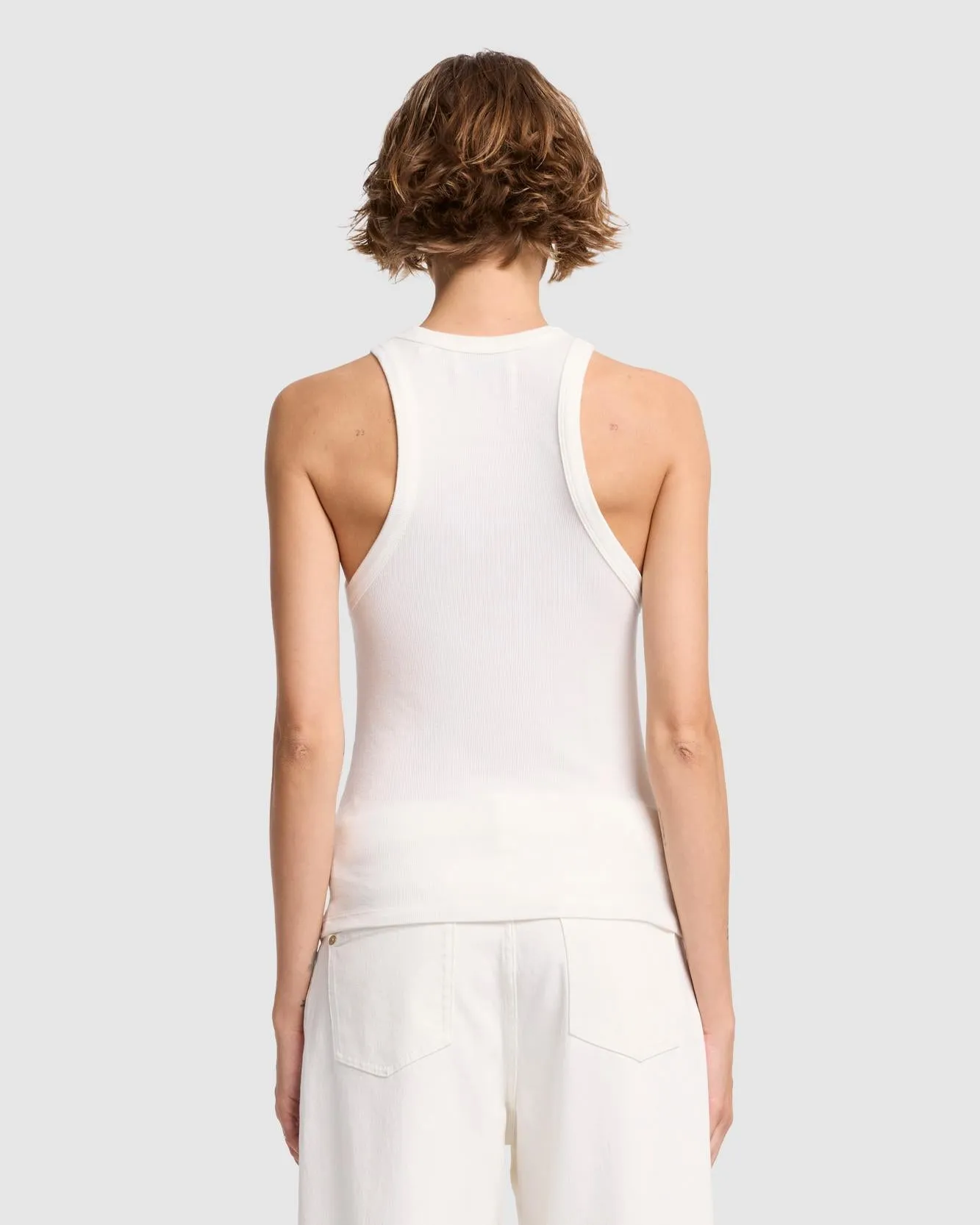 Ribbed Racerback Tank in Milk sold by 7 For All Mankind product image thumbnail 4