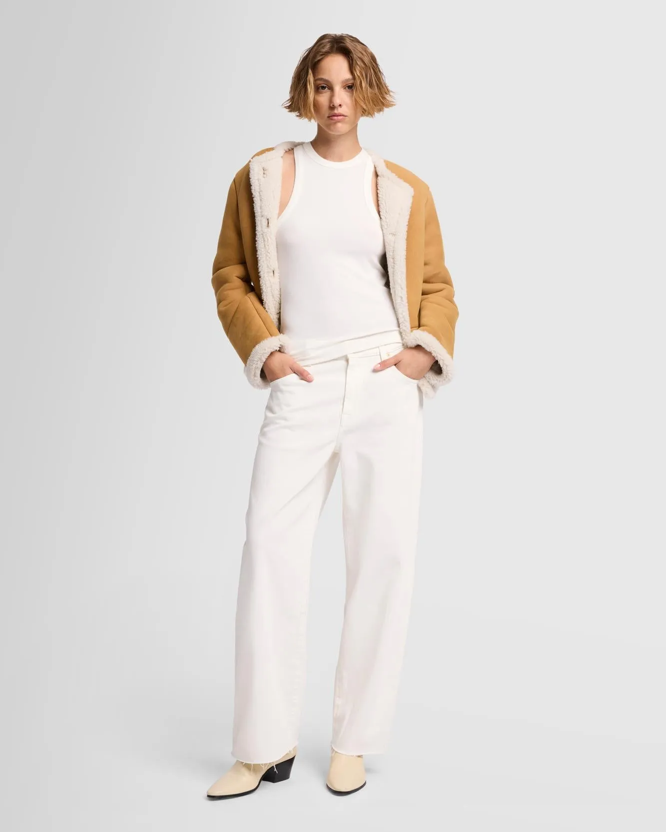 Ribbed Racerback Tank in Milk sold by 7 For All Mankind product image thumbnail 2