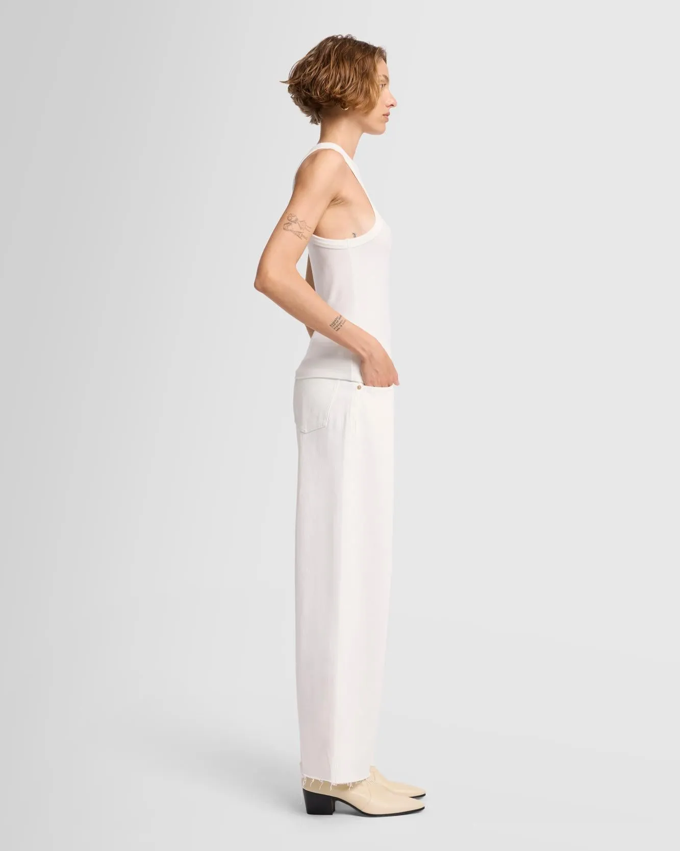 Ribbed Racerback Tank in Milk sold by 7 For All Mankind product image thumbnail 5