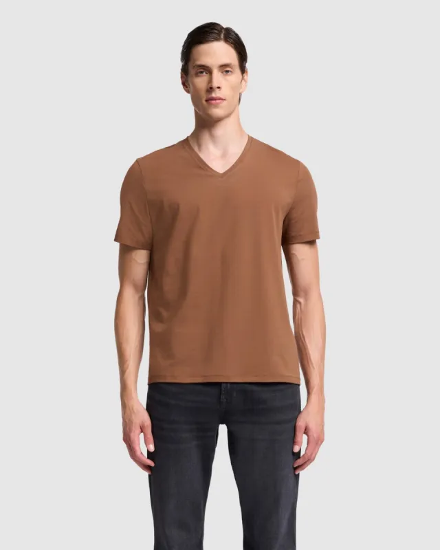 Luxe Performance V-Neck Tee in Nutshell sold by 7 For All Mankind