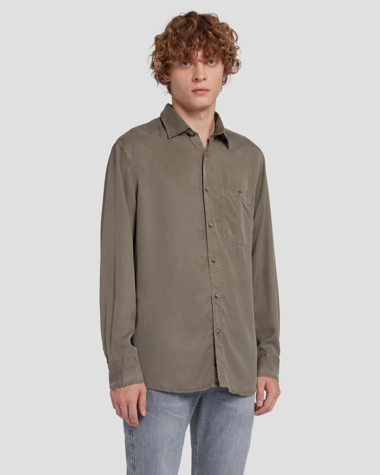 Tencel Shirt in Grey sold by 7 For All Mankind product image thumbnail 2