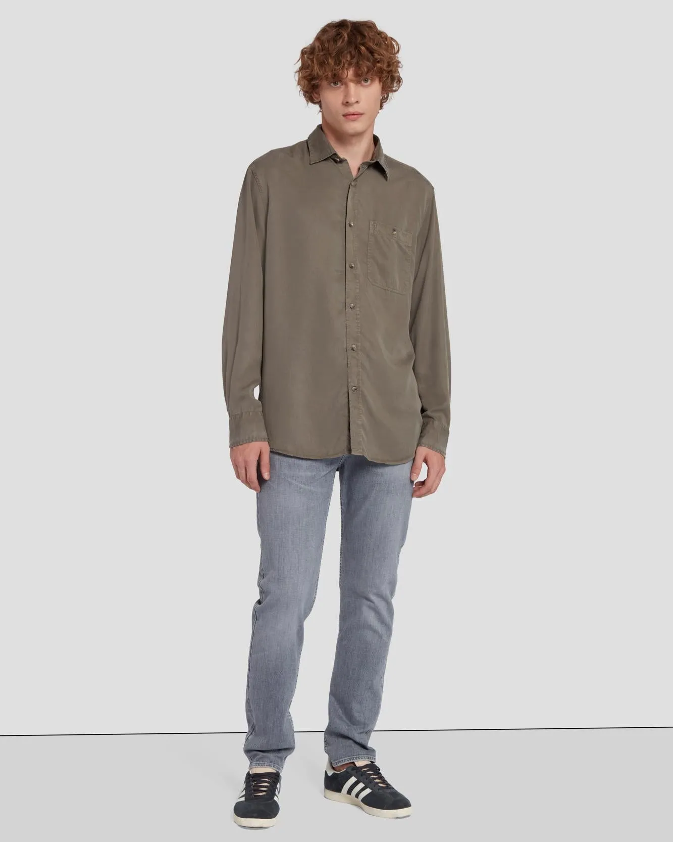 Tencel Shirt in Grey sold by 7 For All Mankind product image thumbnail 3