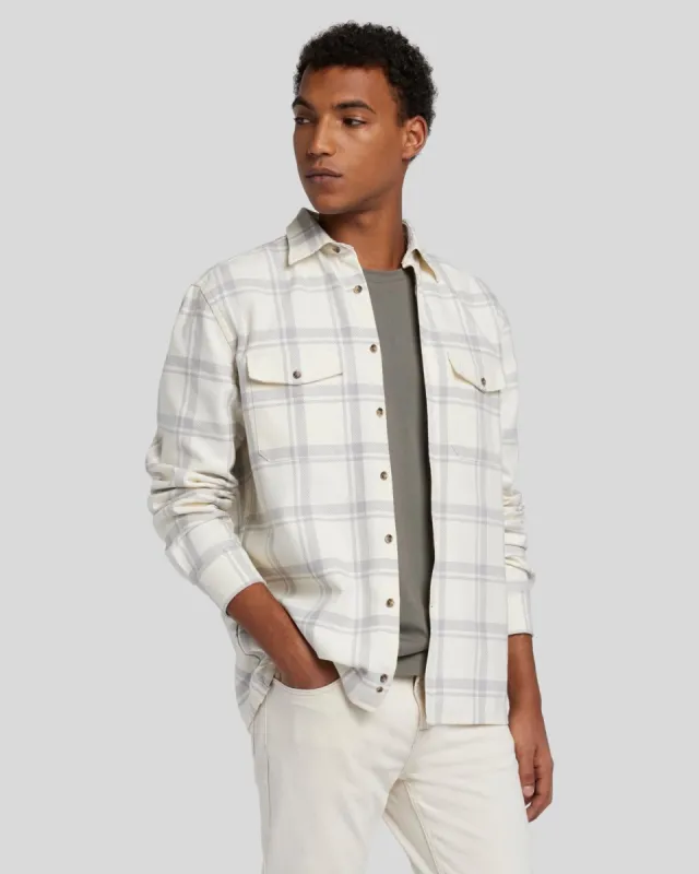 Checkered Overshirt in Off White/Gray sold by 7 For All Mankind