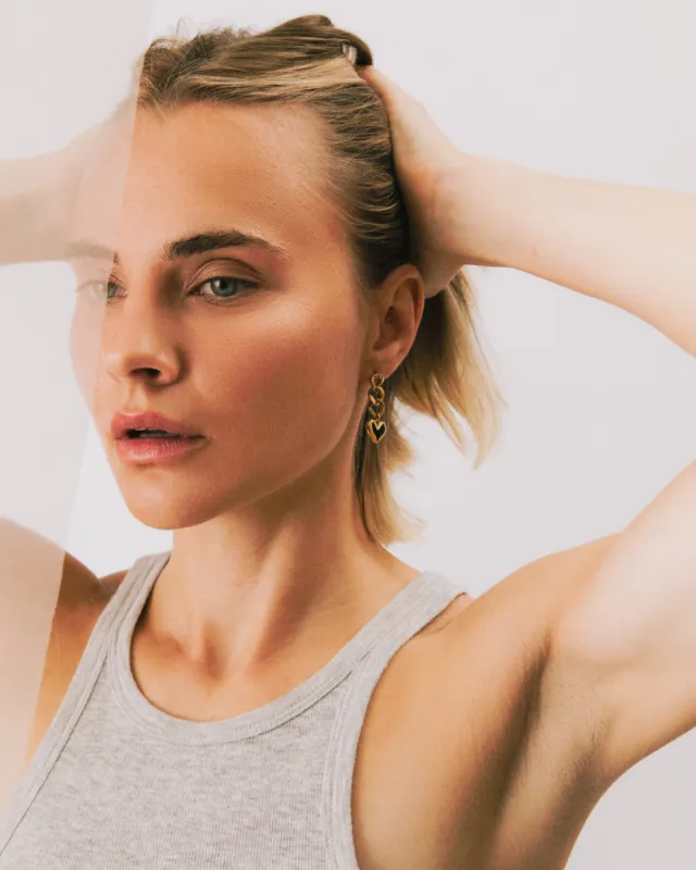 CHAIN LINK PUFF HEART PENDANT EARRING sold by 8 Other Reasons