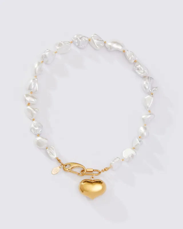 PEARL CHUNKY HEART NECKLACE sold by 8 Other Reasons