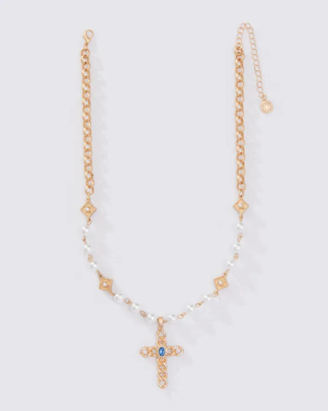 PEARL CROSS NECKLACE sold by 8 Other Reasons