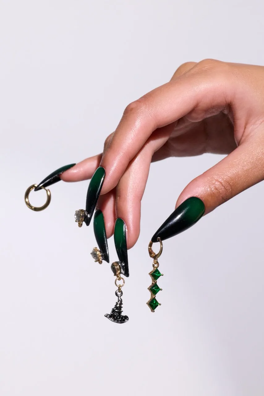 OBLONG MINI HOOP WITH EMERALD CHARMS sold by 8 Other Reasons product image thumbnail 3