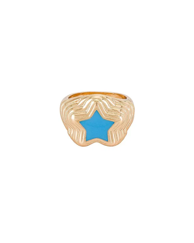 GOLD RING WITH BLUE STAR sold by 8 Other Reasons