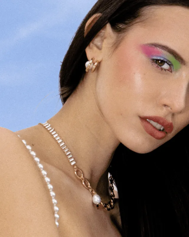 PEARL DETAIL DOUBLE HOOP EARRING sold by 8 Other Reasons