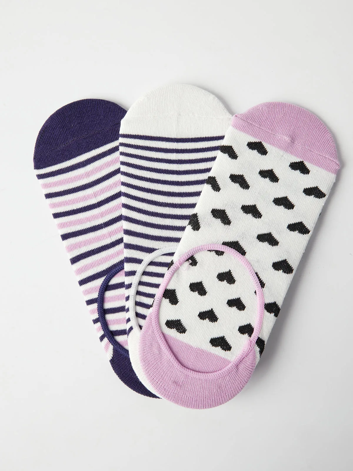 3-Pack Heart Stripe Print Socks sold by 89th & Madison