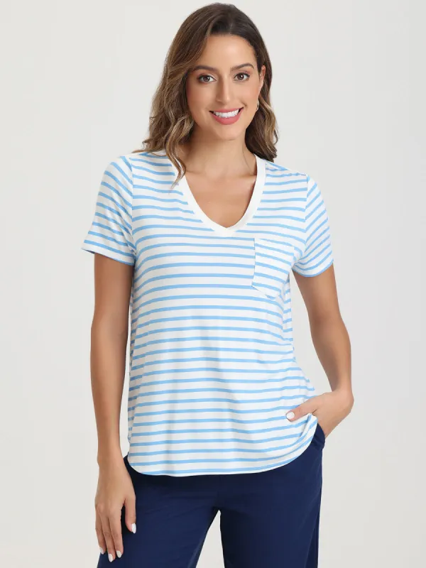 Stripe V-Neck Pocket Tee sold by 89th & Madison