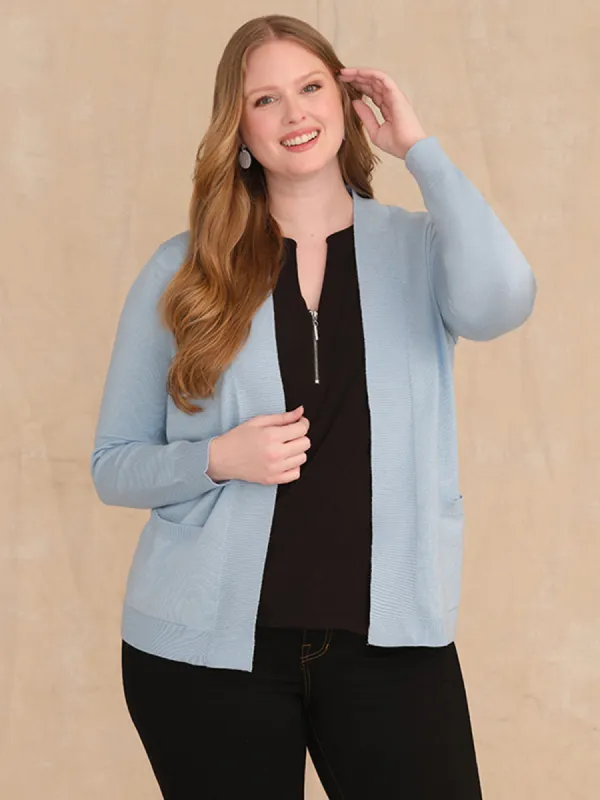 Plus Wide Rib Trim Open Cardigan sold by 89th & Madison