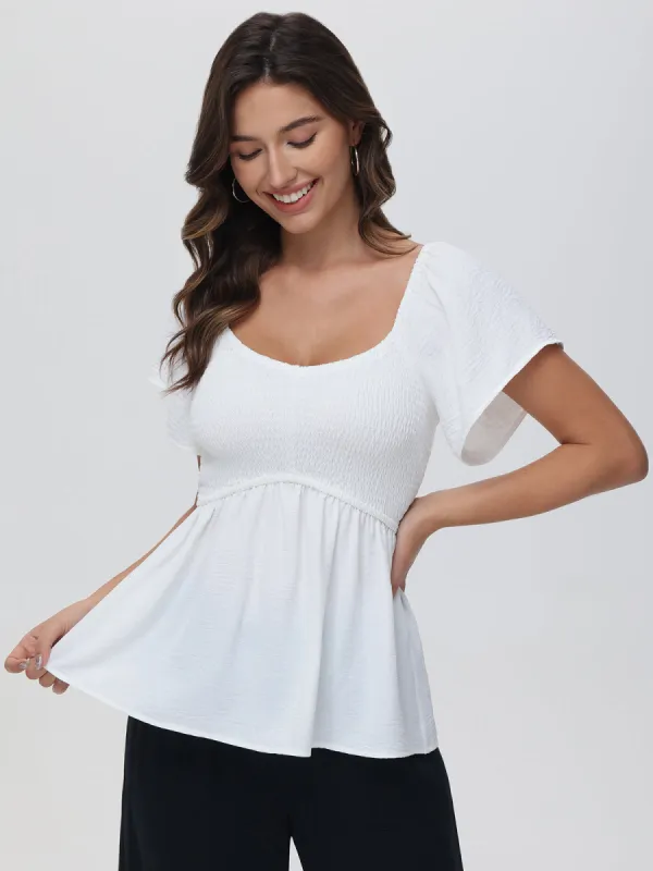 Peplum Ruffle Blouse sold by 89th & Madison