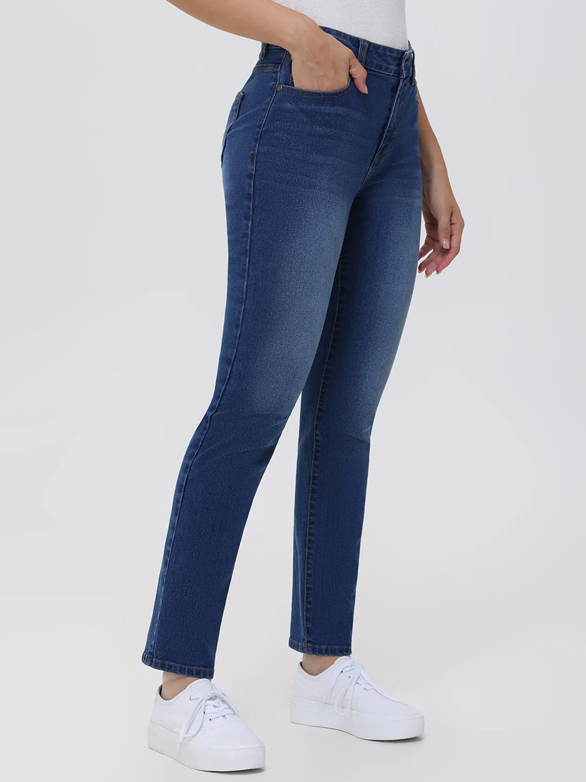 Petite Straight High Rise Jean In Medium Wash sold by 89th & Madison product image thumbnail 5