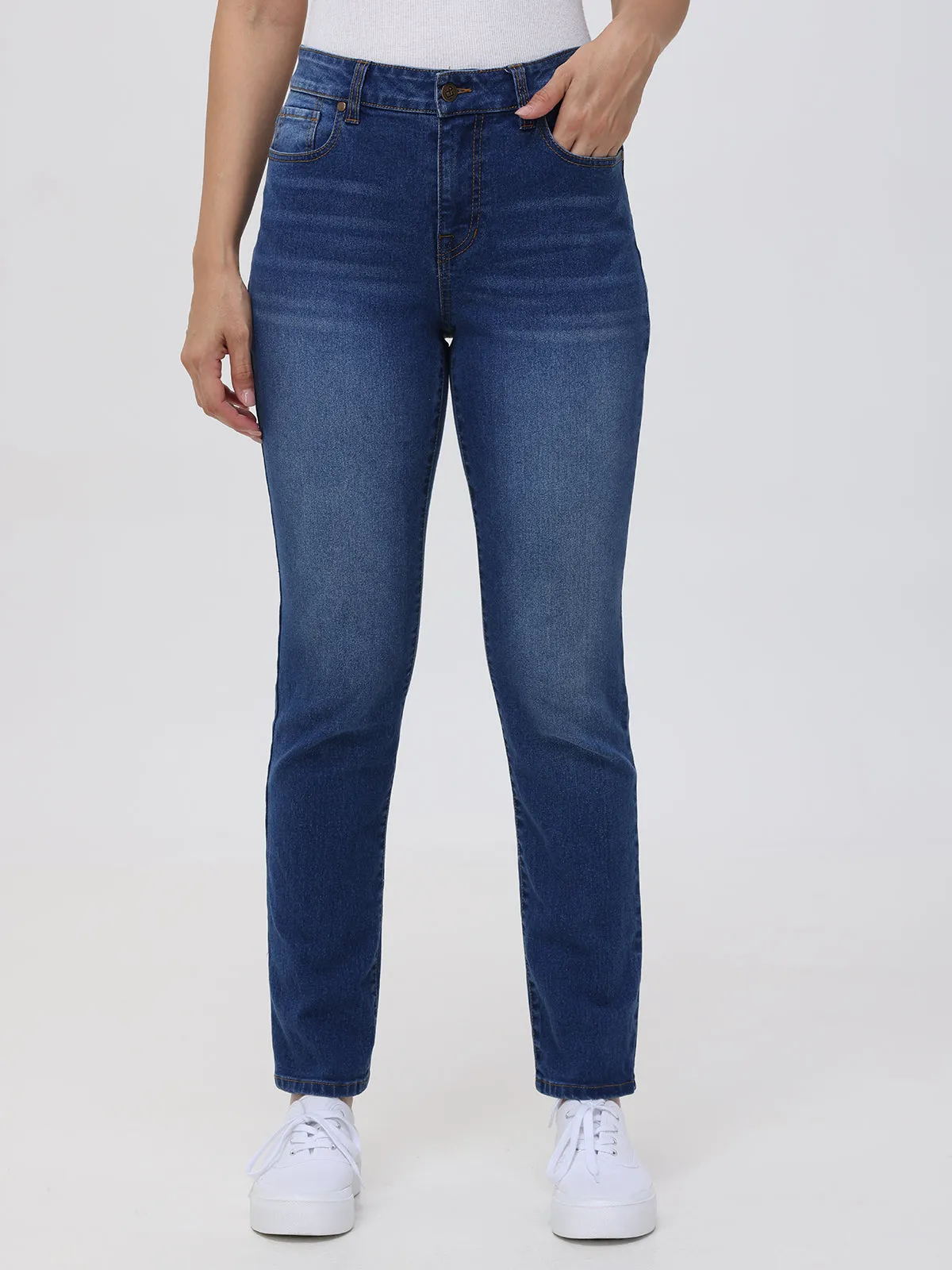 Petite Straight High Rise Jean In Medium Wash sold by 89th & Madison product image thumbnail 2