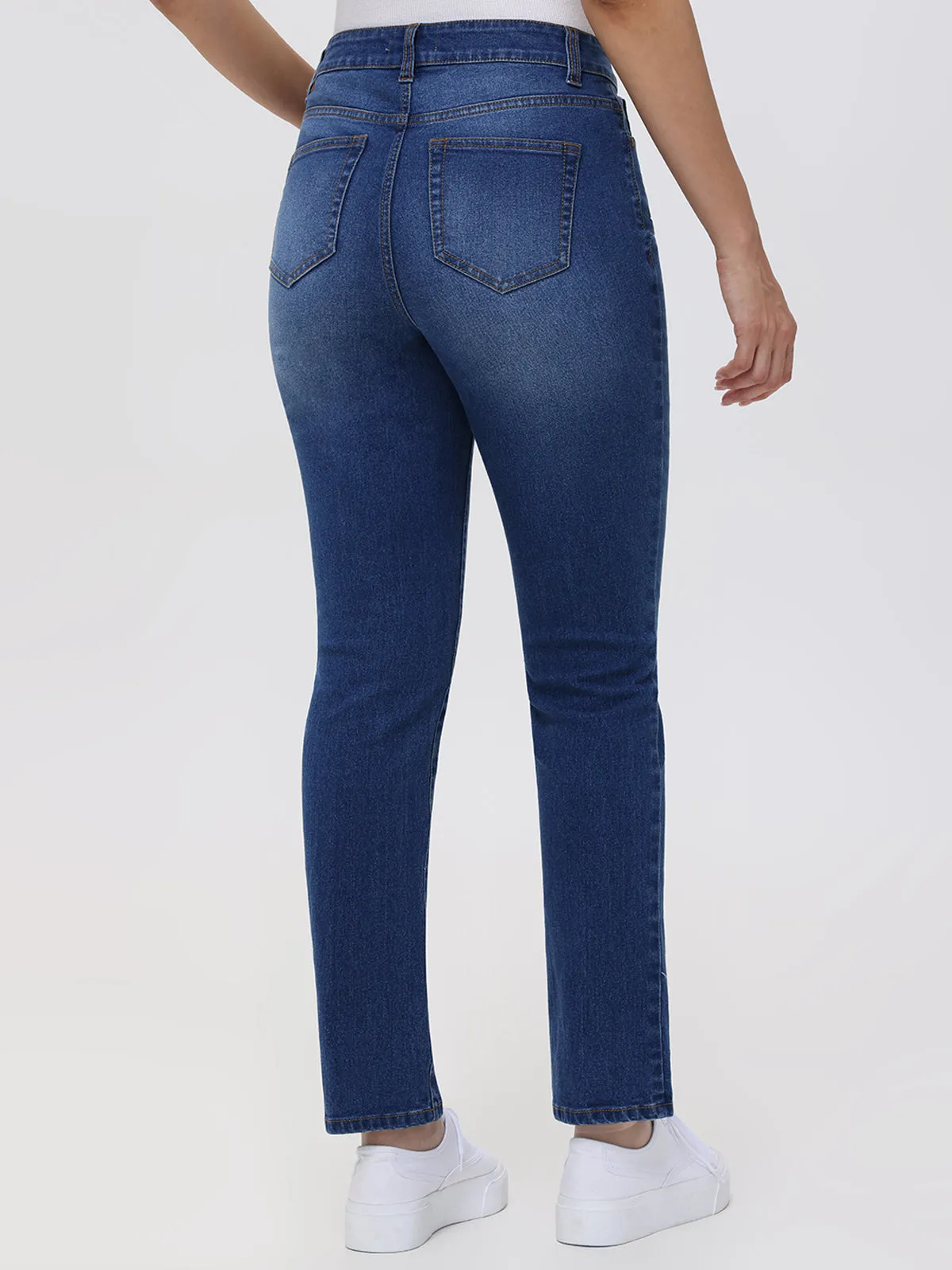 Petite Straight High Rise Jean In Medium Wash sold by 89th & Madison product image thumbnail 3
