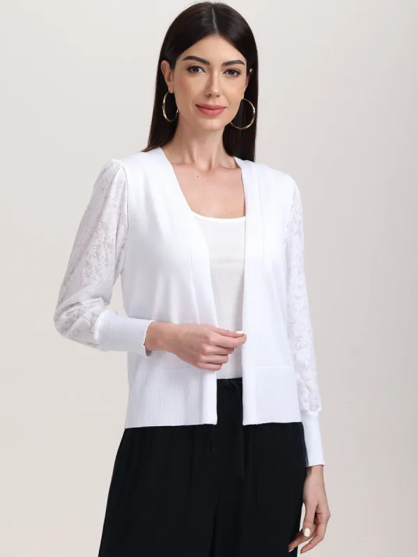 Lace Sleeve Open Front Cardigan sold by 89th & Madison