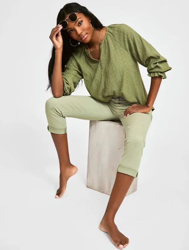 Split Neck Blouson Sleeve Blouse sold by 89th & Madison