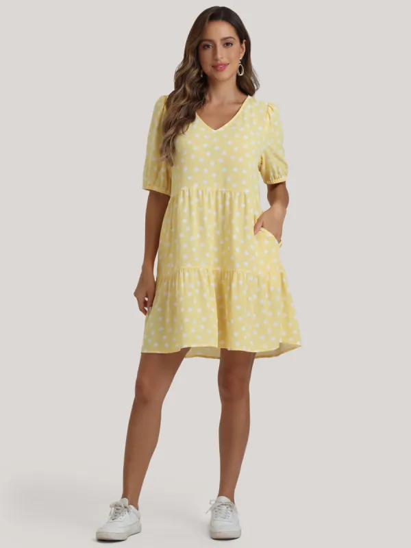 Polka Dot Puff Sleeve Dress sold by 89th & Madison