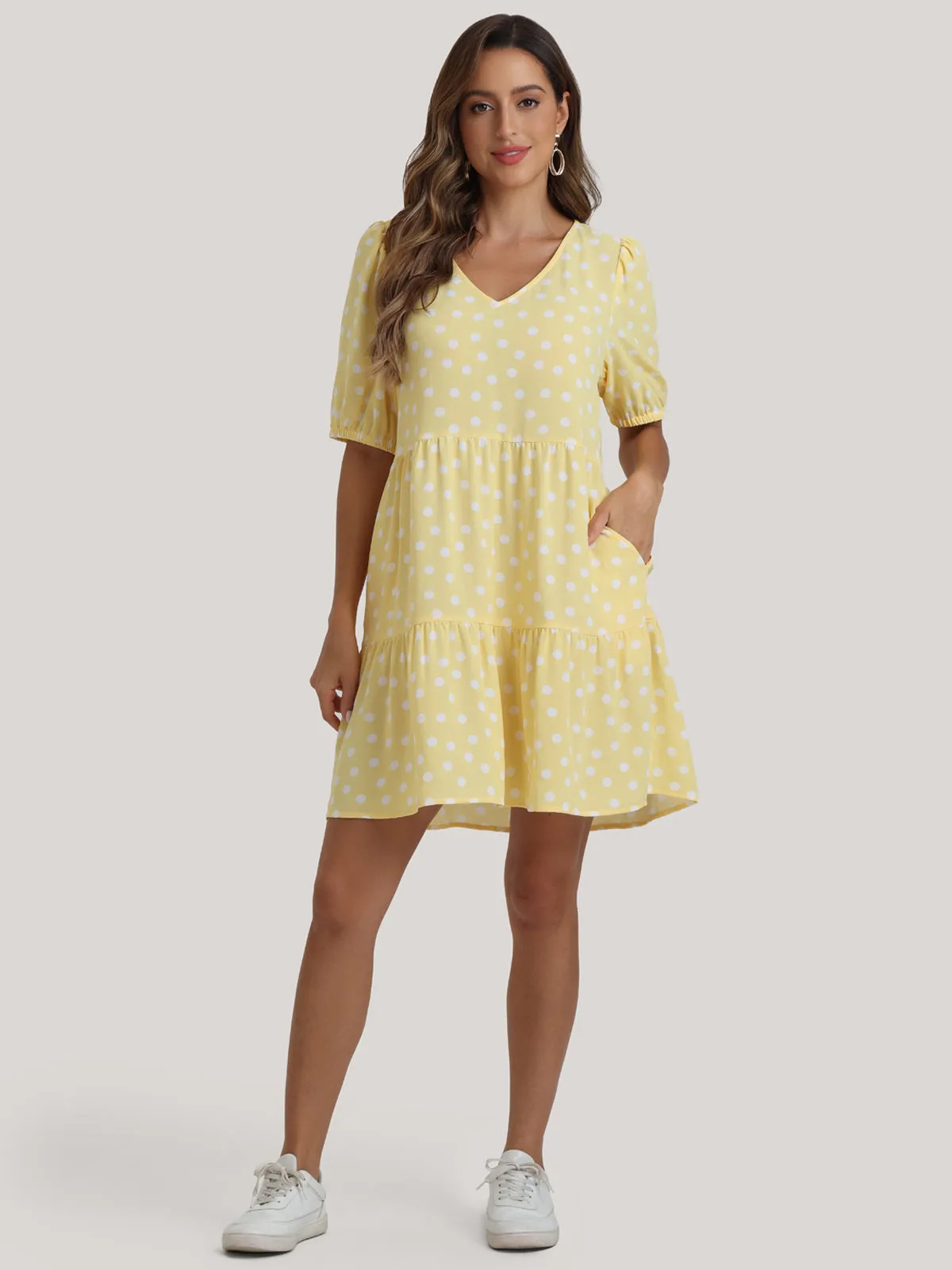 Polka Dot Puff Sleeve Dress sold by 89th & Madison